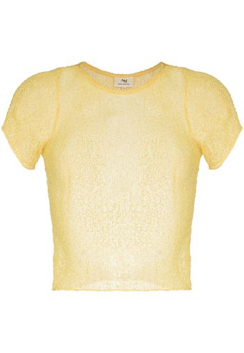 Ambra Maddalena Frankie sheer cropped top - Giallo