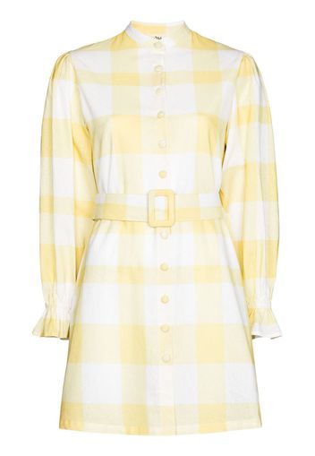 Ambra Maddalena Sammi gingham long-sleeve minidress - Giallo