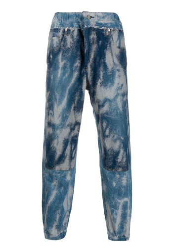 acid wash denim track pants