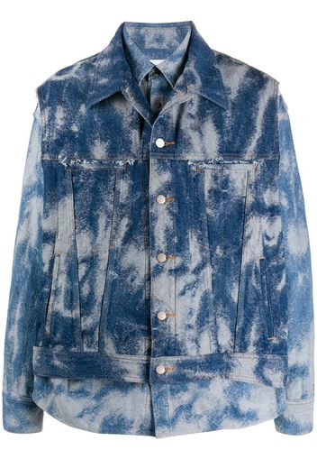 bleached-effect layered denim jacket