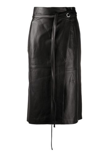 LEATHER WRAP SKIRT BLACK