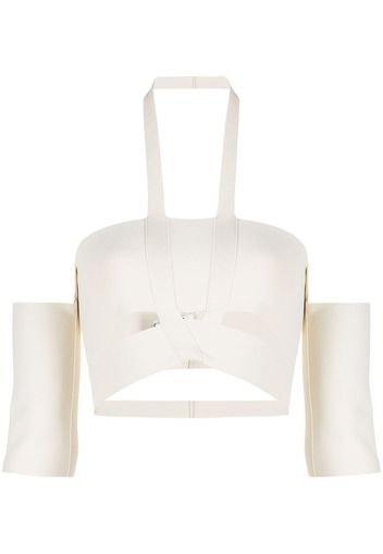 AMBUSH OFF SHOULDER KNIT TOP TOFU - Toni neutri