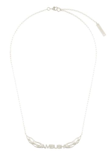 AMBUSH sterling silver flames logo necklace - Argento