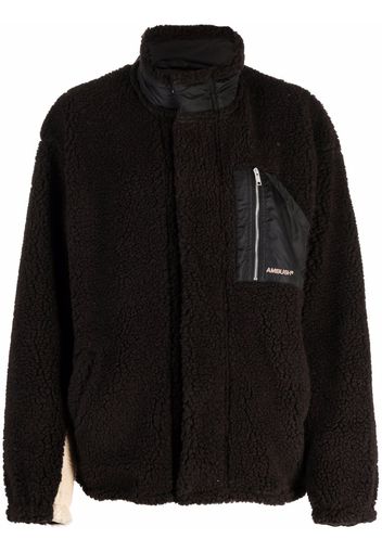 AMBUSH HEAVY FLEECE ZIP TOP CHOCOLATE BEIGE - Marrone