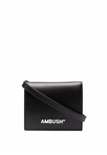 AMBUSH CARD WALLET WITH LEA STRAP BLACK SILVER - Nero