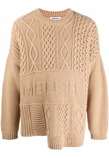 AMBUSH PATCHWORK KNIT CREWNECK NATURAL NATURAL - Toni neutri