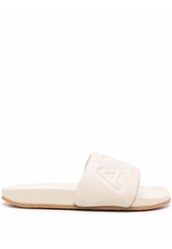 AMBUSH QUILTED LEATHER SLIDER WHITE WHITE - Toni neutri