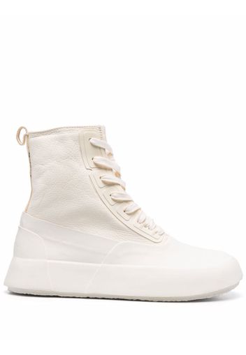 AMBUSH LEATHER MIX HI-TOP SNEAKER OFF WHITE BLA - Bianco