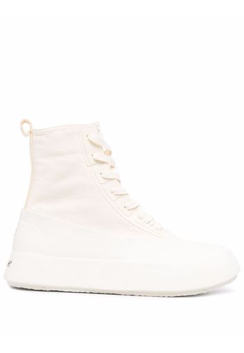 AMBUSH LEATHER MIX HI-TOP SNEAKER OFF WHITE BLA - Bianco