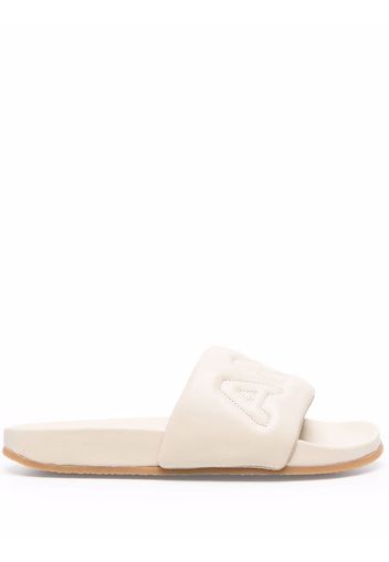 AMBUSH QUILTED LEATHER SLIDER WHITE WHITE - Toni neutri