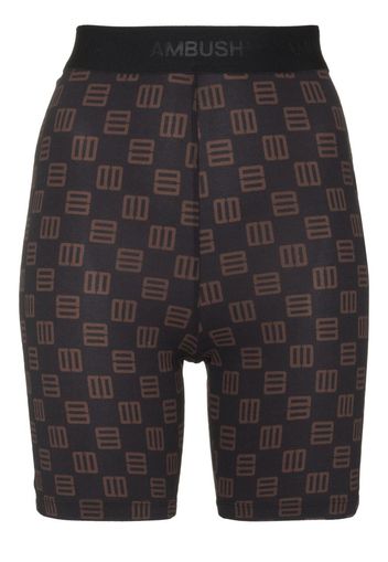 AMBUSH MONOGRAM SHORT LEGGINGS BLACK CHOCOLATE - Nero