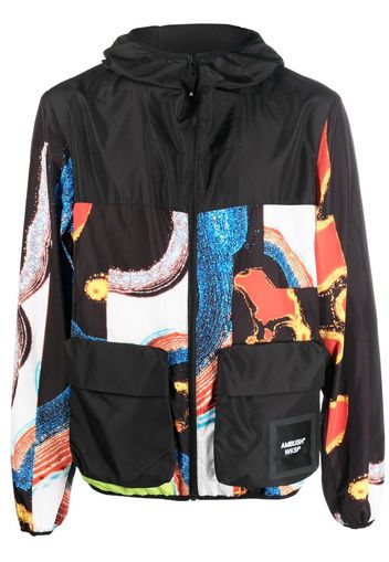 AMBUSH abstract-pattern paneled technical jacket - Nero