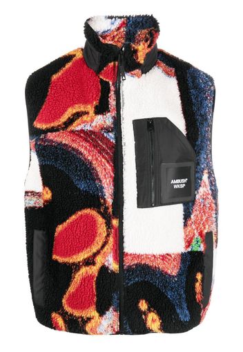 AMBUSH faux-shearling graphic-print gilet - Nero