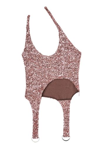 AMBUSH Top corto asimmetrico con glitter - Rosa