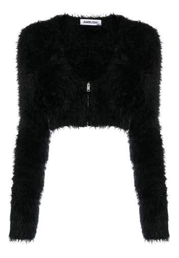 AMBUSH faux-fur crop zipped cardigan - Nero