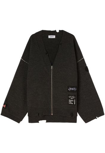 AMBUSH distressed-finish wool cardigan - Grigio