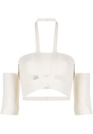 AMBUSH OFF SHOULDER KNIT TOP TOFU - Toni neutri