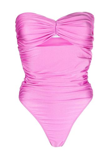 Amen Costume intero senza spalline con ruches - Rosa