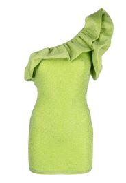 Amen one-shoulder ruffled mini dress - Verde