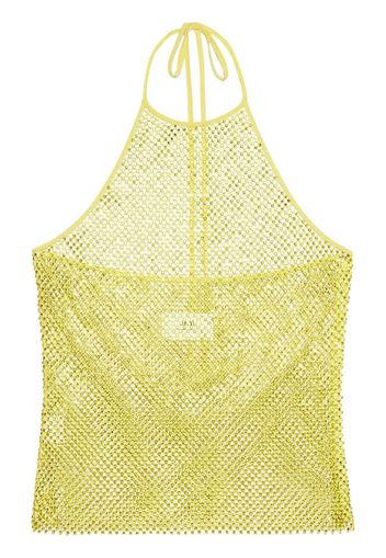 AMI Paris Rhinestoned Fishnet Top - Giallo