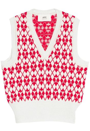 AMI Paris Ami de Coeur argyle vest - Rosso