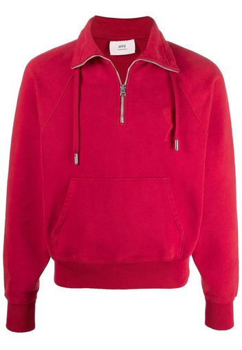 AMI Paris Felpa Ami de Coeur con mezza zip - Rosso