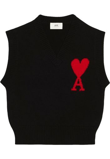 AMI Paris Gilet con intarsio - Nero