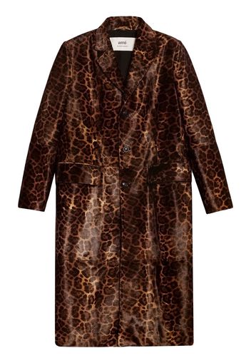 AMI Paris leopard-print button-front coat - Marrone