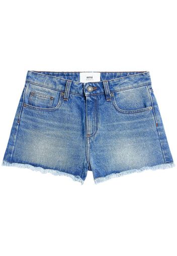 AMI Paris Shorts denim con frange - Blu