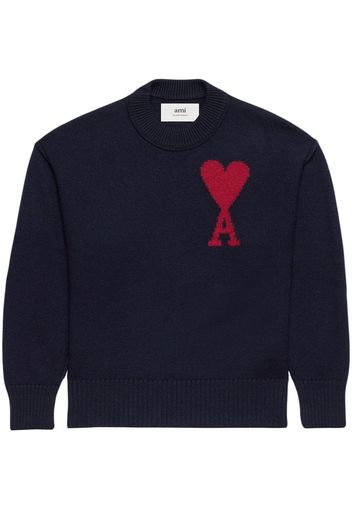 AMI Paris Ami de Coeur intarsia-logo jumper - Blu