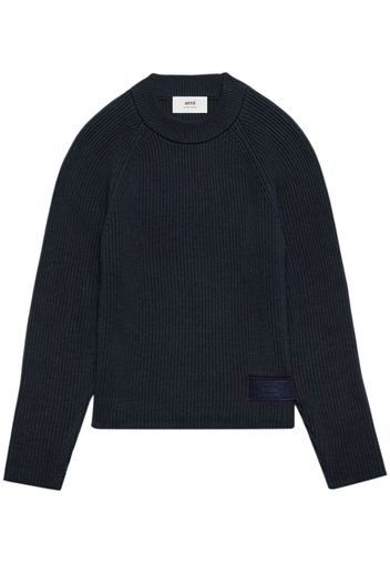 AMI Paris logo-patch knitted jumper - Blu