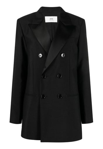 AMI Paris satin-lapel double-breasted blazer - Nero