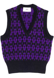 AMI Paris Gilet Ami de Coeur a rombi - Viola