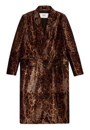 AMI Paris leopard-print button-front coat - Marrone