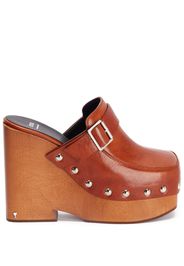 AMI Paris side-buckle clog mules - Marrone