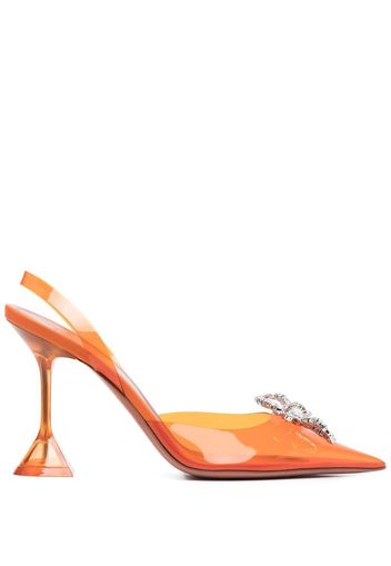 Amina Muaddi bow-detail 100mm pumps - Arancione