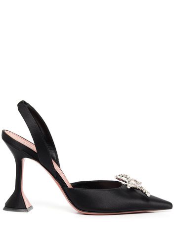 Amina Muaddi Rosie crystal-bow slingback pumps - Nero