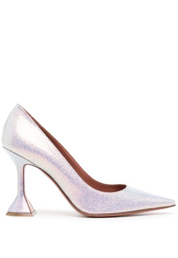 Amina Muaddi Ami metallic 100mm pumps - Argento