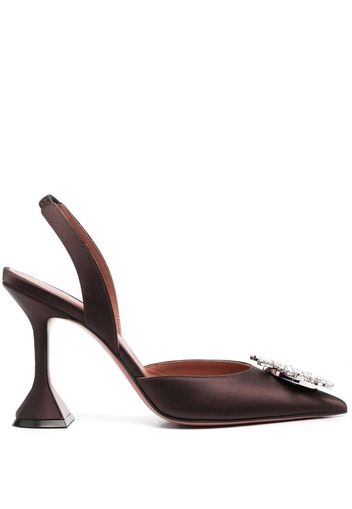 Amina Muaddi Pumps Begum 110mm con cristalli - Marrone