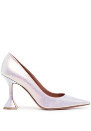 Amina Muaddi Ami metallic 100mm pumps - Argento