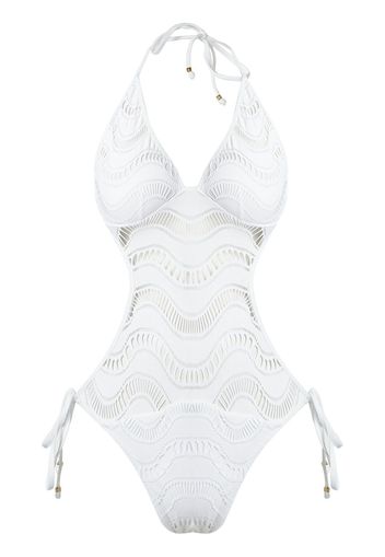 Amir Slama cut out pattern swimsuit - Bianco