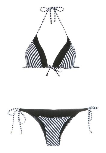 striped triangle bikini set