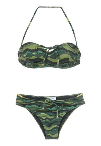 wave print bikini set