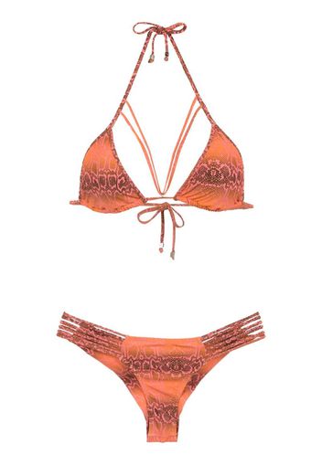 printed triangle top bikini set