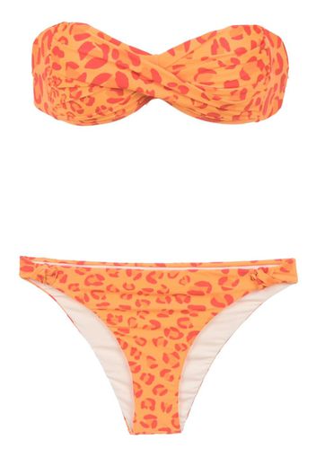 printed bandeau bikini set