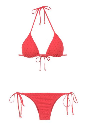 textured triangle top bikini set