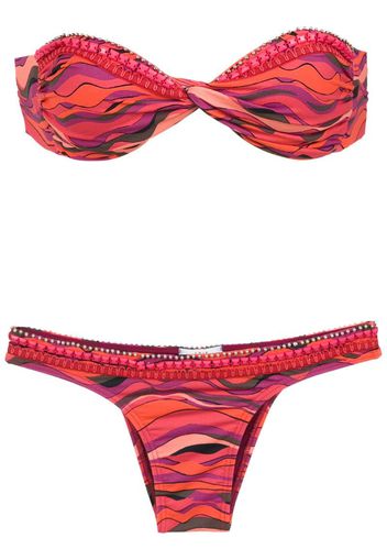 Top bikini con stampa