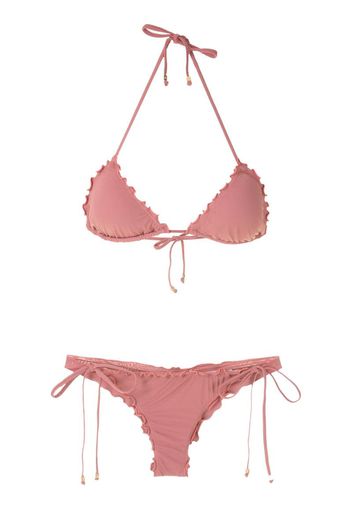 ruffled triangle bikini set