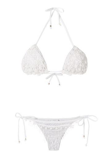 Amir Slama Set bikini con ricamo - Bianco