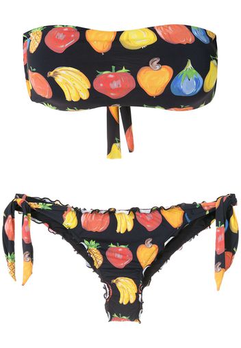 Amir Slama Set bikini Frufru con stampa - Nero